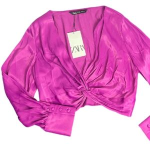 Zara bright pink blouse size small going out top - new with tags, barbie